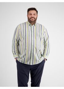 Langarmhemd Lerros "Modisches Streifenhemd f&uuml;r Herren, in &Uuml;bergr&ouml;&szlig;en", Herren, Gr. 6XL, extraweit, wei&szlig;, 55% Leinen, 45% Baumwolle, Hemden Langarmhemd
