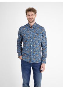 Langarmhemd Lerros "Stretch-Herrenhemd FLOWERS", Herren, Gr. 3XL, Normal- und Kurzgr&ouml;&szlig;en, blau (storm blau), 97% Baumwolle, 3% Elasthan, Hemden Langarmhemd