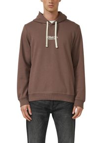 Hoodie s.Oliver, Herren, Gr. M, braun, Sweatware, Obermaterial: 70% Baumwolle, 30% Polyester, unifarben, regular fit normal, ohne Ausschnitt, Rippb&uuml;ndchen, Sweatshirts Hoodie, mit Logo Schriftzug