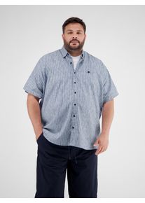 Kurzarmhemd Lerros "Gestreiftes Herrenhemd in Gro&szlig;en Gr&ouml;&szlig;en", Herren, Gr. 6XL, extraweit, blau (cobalt blau), 60% Polyester, 40% Baumwolle, Hemden Kurzarmhemd