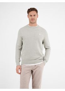 Strickpullover Lerros "Leichter Strickpullover, gerippt", Herren, Gr. S, wei&szlig; (broken wei&szlig; melange), 100% Baumwolle, Rundhals, Pullover Strickpullover