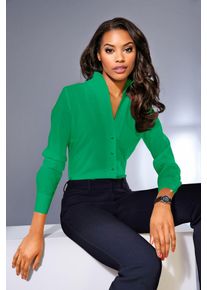 Langarmbluse Heine, Damen, Gr. 50, gr&uuml;n (grasgr&uuml;n), 97% Baumwolle, 3% Elasthan, unifarben, V-Ausschnitt, Blusen Langarmbluse