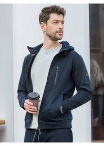 Kapuzensweatjacke Lerros "Sweatjacke im Hoodie-Look aus Mischgewebe", Herren, Gr. M, classic navy, 50% Baumwolle, 50% Polyester, Sweatjacken Kapuzensweatjacke