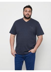 T-Shirt Lerros "T-Shirt mit V-Neck in Strickqualit&auml;t, grosse Gr&ouml;&szlig;en", Herren, Gr. 6XL, classic navy, 100% Baumwolle, V-Ausschnitt, Shirts T-Shirt