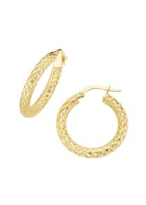 Paar Creolen Luigi Merano "Creolen strukturiert, Gold 375", gold, Ohrringe, Damen, Gelbgold 375, Paar Creolen