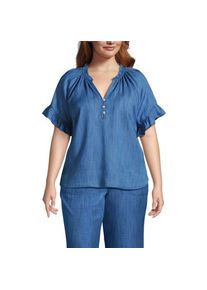 LANDS' END Bluse aus TENCEL mit R&uuml;schenkragen, Damen,  Blau, Kunstseide/Lyocell (Viskose), by Lands' End