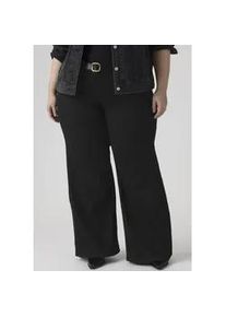 Levi's Weite Jeans LEVI'S PLUS "PL 318 SHAPING WIDE LEG", Damen, Gr. 18 (50), L&auml;nge 32, soft schwarz, Denim/Jeans, Obermaterial: 78% Baumwolle, 21% Polyester, 1% Elasthan, weit kn&ouml;chellang, Jeans, im Five-Pocket Style