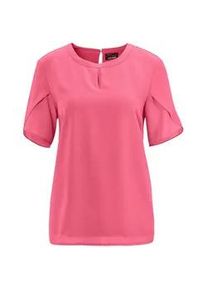 Kurzarmbluse GOLDNER "Bluse mit aufregender &Auml;rmell&ouml;sung", Damen, Gr. 54, pink, Obermaterial: 100% Polyester PES., figurumspielend, Chiffonbesatz, Blusen, Ohne