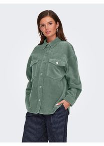 Hemdbluse Only "ONLTIGGY L/S CORD SHACKET PNT", Damen, Gr. XL, lilypad, Cord, Obermaterial: 100% Baumwolle, unifarben, oversize h&uuml;ftbedeckend, Blusen Hemdbluse, Baumwolle, oversize