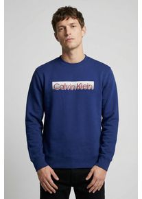 Sweatshirt Calvin Klein "EU SPORTSWEAR GRAPHIC CREWNECK", Herren, Gr. M, blau majesty, Sweatware, Obermaterial: 92% Baumwolle, 8% Polyester, unifarben, regular fit normal, Rundhals, eingesetzt Rippb&uuml;ndchen, Sweatshirts Sweatshirt, Regular fit mit Logodruck