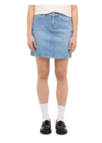 Jeansrock Mustang "Damen Style Beatrice Denim Skirt", Damen, Gr. 28, hellblau, Denim/Jeans, 99% Baumwolle, 1% Elasthan, gepunktet, regular fit, R&ouml;cke Jeansrock