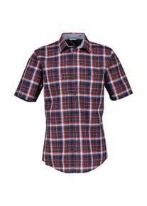 Kurzarmhemd Lerros "Kurzarmhemd *Poplin Check*", Herren, Gr. 4XL, extraweit, rot (hibiscus rot), 100% Baumwolle, Hemden Kurzarmhemd
