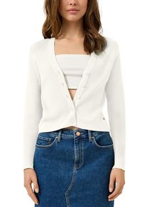 Strickjacke QS, Damen, Gr. M (38), ecru, Strick, Obermaterial: 70% Viskose, 30% Polyamid, unifarben, normal h&uuml;ftbedeckend, tiefer V-Ausschnitt, B&uuml;ndchen, Strickjacken Strickjacke, mit V-Ausschnitt