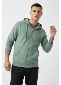 Jack & Jones Kapuzensweatjacke JACK & JONES "JJEBRADLEY mit Kapuze, ideal f&uuml;r kalte Jahreszeit", Herren, Gr. M, mineral blau, angeraute Sweatware, Obermaterial: 65% Polyester, 35% Baumwolle, unifarben, relaxed fit normal, ohne Ausschnitt, Rippb&uuml;ndchen, Sweatjacken Kapuzensweatjacke, Materialmix, relaxed fit, Topseller