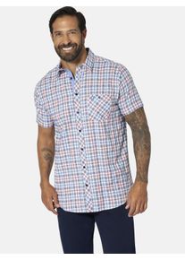 Kurzarmhemd Jan Vanderstorm "Kurzarmhemd BENDIKS", Herren, Gr. 5XL, weit, blau (blau kariert), Obermaterial: 75% Baumwolle CO. 25% Lyocell CLY., Hemden Kurzarmhemd