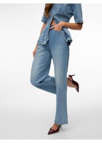 V&eacute;ro Moda High-waist-Jeans VERO MODA "VMVEGA HR WIDE DENIM JEANS SI389 NOOS", Damen, Gr. 30, L&auml;nge 34, light blau denim, Denim/Jeans, Obermaterial: 100% Baumwolle, unifarben, oversize lang, Jeans High-waist-Jeans, Baumwolle, wide fit, high waist