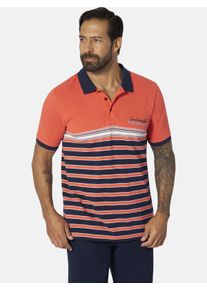 Poloshirt Jan Vanderstorm "Poloshirt MARKUR", Herren, Gr. XL, orange (hellorange gestreift), Obermaterial: 100% Baumwolle CO., Shirts Poloshirt