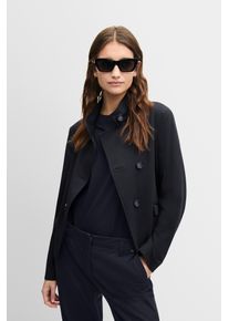 Kurzblazer Cinque "CILOKO", Damen, Gr. 34, dunkelblau, Web, Obermaterial: 52% Polyester, 21% Polyamid, 17% Viskose, 10% Elasthan, unifarben, tailliert h&uuml;ftlang, hoch geschlossener Ausschnitt, abgesteppte Kante, Blazer Kurzblazer, Stehkragen, taillierter Schnitt, elastischer Materialmix