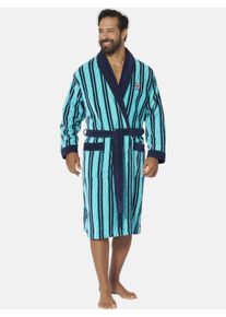Hausanzug Jan Vanderstorm "Bademantel BEKAN", Herren, Gr. XXL, blau (petrol gestreift), Obermaterial: 100% Baumwolle CO., Homewear-Sets Hausanzug