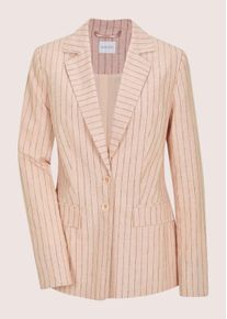 Madeleine Mode Jackenblazer MADELEINE "Blazer Eleganter Longblazer mit Nadelstreifen", Damen, Gr. 36, rosa (puderros&eacute;, bleigrau, melange), Obermaterial: 50% Leinen LI. 50% Viskose CV., Modern, gerade, Blazer Jackenblazer, Streifenblazer