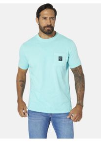 Rundhalsshirt Jan Vanderstorm "T-Shirt ULFRIK", Herren, Gr. L, blau (t&uuml;rkis), Obermaterial: 100% Baumwolle CO., Shirts Rundhalsshirt