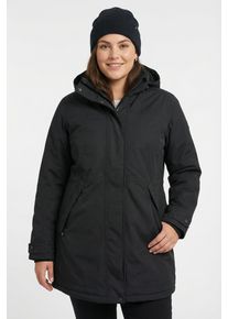 Wintermantel Maier Sports, Damen, Gr. 44, schwarz, Obermaterial: 100% Polyester. Futter: 100% Polyamid. Futter 2: 100% Polyester. Wattierung: 100% Polyester, hoch geschlossener Ausschnitt, Windstopperb&uuml;ndchen mit Druckkn&ouml;pfen, M&auml;ntel Wintermantel, Wasser- & winddicht & atmungsaktiv, gro&szlig;e Gr&ouml;&szlig;en