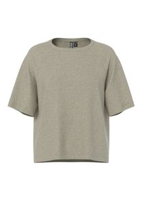 Kurzarmpullover Pieces "PCBREE SS O-NECK KNIT NOOS BC", Damen, Gr. M, crockery detail:melange, Strick, Obermaterial: 80% Polyester, 20% Nylon, meliert, regular fit normal, Rundhals, Pullover Kurzarmpullover, Materialmix, regular fit