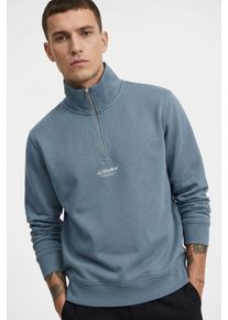 Jack & Jones Sweatshirt JACK & JONES "JJESOHO SWEAT QUARTER ZIP HN NOOS", Herren, Gr. L, blau mirage, angeraute Sweatware, Obermaterial: 80% Baumwolle, 20% Polyester, bedruckt, relaxed fit normal, hoch geschlossener Ausschnitt, Rippb&uuml;ndchen, Sweatshirts Sweatshirt, Baumwollmischung, relaxed fit