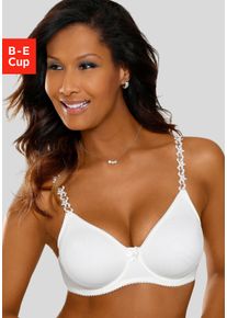 T-Shirt-BH Nuance, Damen, Gr. 85, Cup E, beige (creme), Microtouch, Obermaterial: 70% Polyamid, 20% Elasthan, 10% Polyester, BHs T-Shirt-BH, mit B&uuml;gel, ohne Schale mit transparenten Stickerei Tr&auml;gern, Dessous