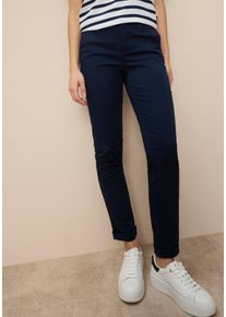 Chinohose AJC, Damen, Gr. 46, N-Gr, blau (marine), Web, Obermaterial: 97% Baumwolle, 3% Elasthan, gepflegt, unifarben, bequem lang, Hosen Chinohose, in l&auml;ssiger Form mit Pattentaschen, Topseller