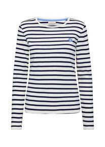 Langarmshirt Freequent "FQFAMILA-TEE", Damen, Gr. S, star off, wei&szlig; with navy blazer, Jersey, Obermaterial: 100% Baumwolle, bestickt, geringelt, gestreift, normal h&uuml;ftbedeckend, Rundhals, Shirts Langarmshirt, im Streifen-Design