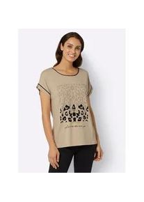 Kurzarmshirt Inspirationen "Shirt", Damen, Gr. 44, beige (sand, bedruckt), 95% Viskose, 5% Elasthan, bedruckt, gemustert, mehrfarbig, Rundhals, Shirts