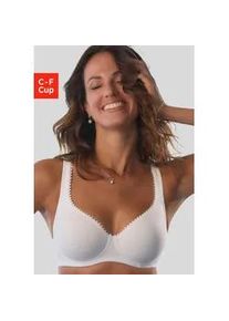 T-Shirt-BH Petite Fleur, Damen, Gr. 105, Cup D, schwarz-wei&szlig; (wei&szlig;, schwarz), Jersey, Obermaterial: 85% Baumwolle, 10% Polyamid, 5% Elasthan, BHs T-Shirt-BH, mit B&uuml;gel aus weicher Baumwollqualit&auml;t