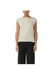 Rundhalsshirt s.Oliver BLACK LABEL, Damen, Gr. 42, grau beige, Web, Obermaterial: 95% Baumwolle, 5% Elasthan, unifarben, regular fit normal, Rundhals, Shirts Rundhalsshirt, mit Stretchanteil