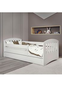 Mid.you Kinder-/Juniorbett Classic, Wei&szlig;, Holzwerkstoff, Birke, Schichtholz,Schichtholz,Sperrholz, H2, 1-Zonen, H&ouml;he ca. 15 cm, links montierbar, rechts montierbar, 80x140 cm, mit Schubk&auml;sten,nicht verstellbar, Kinder- & Jugendzimmer, Kinderm&ouml;bel, Kinderbetten