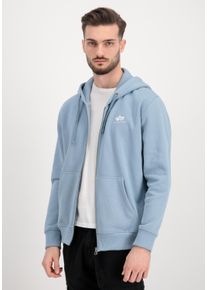 Hoodie Alpha Industries "Basic Zip Hoodie SL", Herren, Gr. XL, blau (graublau), Shell: 80% Cotton, 20% Polyester, regular fit, Sweatshirts Hoodie