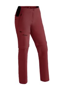 Outdoorhose Maier Sports "Latit Zip Vario", Damen, Gr. 42, Normalgr&ouml;&szlig;en, rot (weinrot), 88% Polyester (Recycelt); 12% Elasthan, Hosen Outdoorhose, Damen zipp-off Wanderhose, elastische Funktionshose, 4 Taschen mit RV