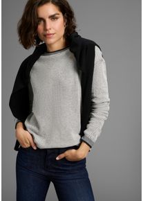 Rundhalspullover Laura Scott, Damen, Gr. 36/38, grau, Strick, Obermaterial: 50% Baumwolle, 50% Polyacryl, Waffelmuster, Basic, figurumspielend h&uuml;ftlang, Rundhals, Rollkanten, Pullover Rundhalspullover, leichter Feinstrick mit Waffelmuster und dezenten Rollkanten