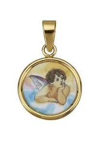 Engelanh&auml;nger Firetti "Schmuck Geschenk Gold 585 Halsschmuck Anh&auml;nger f&uuml;r Halskette Engel", gold (gelbgoldfarben, mehrfarbig), Schmuckanh&auml;nger, Damen, Gelbgold 585, 0,5 g, mit Emaille