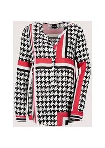 Madeleine Mode Langarmbluse MADELEINE "Bluse Tunika-Bluse", Damen, Gr. 36, schwarz (schwarz, wei&szlig;, rot), Obermaterial: 100% Viskose CV., Modern, normal, Blusen