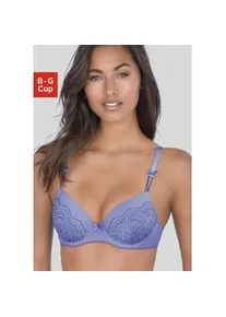 Schalen-BH Lascana "Aurora", Damen, Gr. 75, Cup G, kornblumenblau, Microtouch, Obermaterial: 53% Polyamid, 38% Polyester, 9% Elasthan, BHs Schalen-BH, mit B&uuml;gel und zarter Spitze, Dessous