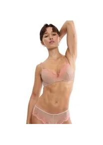 Push-up-BH Triumph "Comfort Glam WHU", Damen, Gr. 85, Cup D, desert sand, Spitze, Obermaterial: 46% Polyester, 41% Polyamid, 13% Elasthan, BHs Push-up-BH, mit Komfortb&uuml;gel und zweifarbiger Spitze