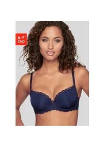 Schalen-BH Lascana "Evita", Damen, Gr. 70, Cup A, dunkelblau, Microtouch, Obermaterial: 90% Polyamid, 10% Elasthan, BHs Schalen-BH, mit feiner Spitzenborte, Dessous
