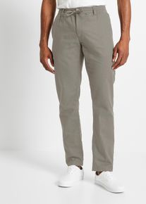 bonprix Regular Fit Chinohose aus luftigem Leinen-Mix Straight, grau, Gr.58, Sch&ouml;ne Leinenmix-Hose mit Bindeband und einem kleinen Label hinten, maschinenwaschbar, aus Leinen