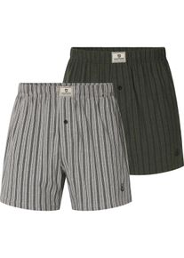 Boxershorts Jan Vanderstorm "2er Pack Boxershorts THURE", Herren, Gr. L-XL, gr&uuml;n (oliv dunkelblau), Obermaterial: 58% Baumwolle CO. 37% Polyester COOLMAX PES(Coolmax). 5% Elasthan EL., Unterhosen Boxershorts