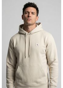 Kapuzensweatshirt Calvin Klein Jeans "400GSM TERRY BADGE HOODIE", Herren, Gr. M, oatmeal, Sweatware, Obermaterial: 100% Baumwolle, l&auml;ssig geschnitten normal, Rundhals, eingesetzt Rippb&uuml;ndchen, Sweatshirts Kapuzensweatshirt, Mit Rundhalsausschnitt