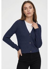 Strickjacke Only "ONLKATIA LS CABLE V-NECK CARDIGAN CC KNT", Herren, Gr. XS, naval academy detail:with melange, Strick, Obermaterial: 50% Viskose, 27% Nylon, 23% Polyester, meliert, figurbetont normal, V-Ausschnitt, Rippb&uuml;ndchen, Strickjacken Strickjacke