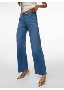 V&eacute;ro Moda High-waist-Jeans VERO MODA "VMVEGA HR WIDE DENIM JEANS SI392 NOOS", Damen, Gr. 31, L&auml;nge 30, medium blau denim, Denim/Jeans, Obermaterial: 100% Baumwolle, unifarben, oversize lang, Jeans High-waist-Jeans, Baumwolle, wide fit, high waist