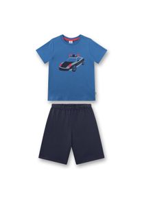 Schlafanzug Sanetta "Pyjama Schlafanzug Polizei kurz Kids", Jungen, Gr. 140, blau, Obermaterial: 100% Baumwolle CO., Homewear-Sets Schlafanzug