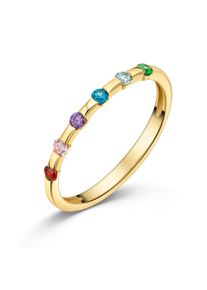 Fingerring Firetti "Schmuck Geschenk Silber 925 Damenring Ring Regenbogen" Gr. 58, gelbgoldfarben, rot, pink, amethyst, dunkelblau, hellblau, gr&uuml;n, Fingerringe, Damen, 58, Silber 925 (Sterlingsilber), 2mm, Fingerring, mit Zirkonia (synth.)